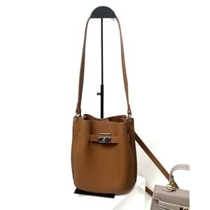 Brown Leather 3-Way Multi-Functional Bag - Crossbody, Tote & Shoulder with Charm
